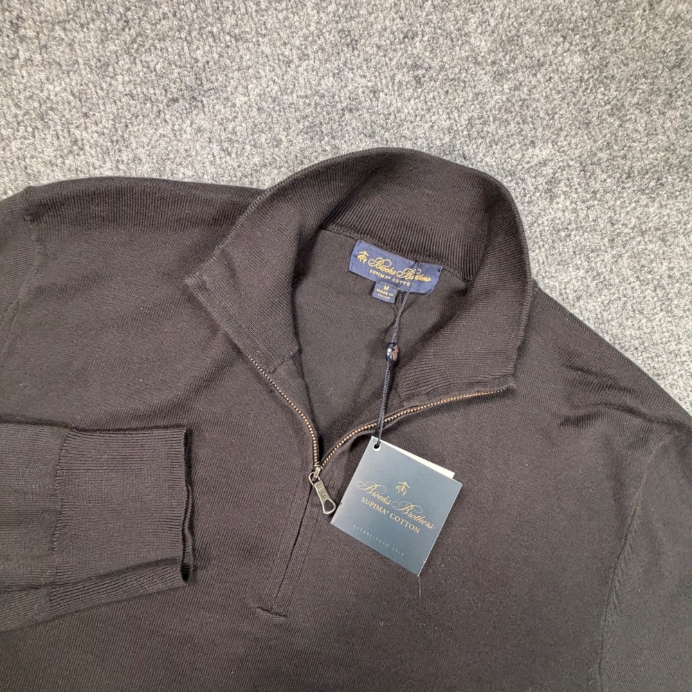 NEW Brooks Brothers Supima Cotton Quarter Zip Sweater Mens Medium Brown 1013